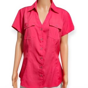 Cato Fuchsia Button-Down Shirt. Size L.